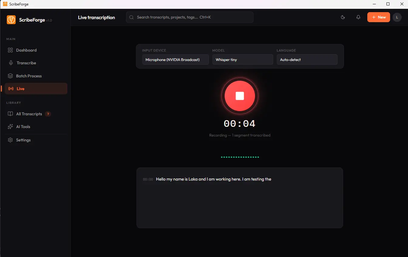 Live Transcription